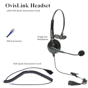 OvisLink Single Ear Headset with RJ9 Quick Disconnect Cord